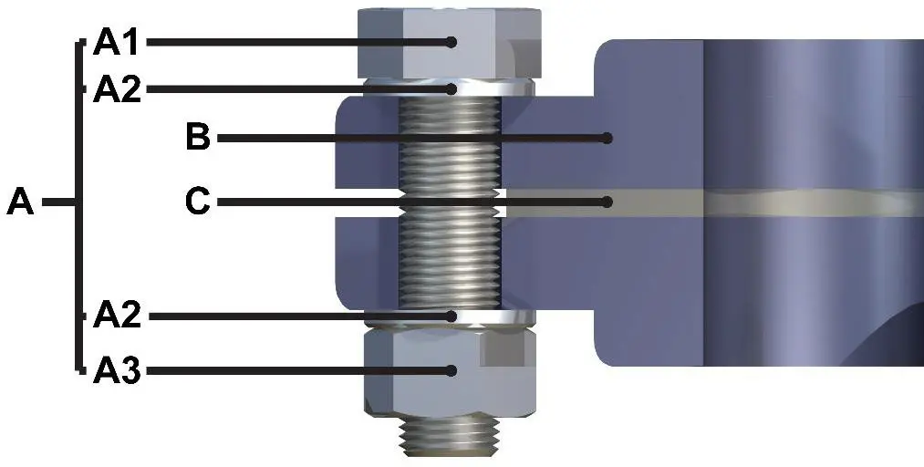Bolted flange connection diagram showing bolt load, flange faces and gasket sealing forces